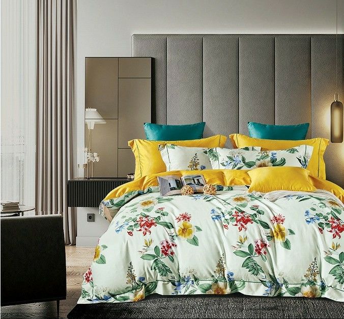 300 TC florescem grupos dos Bedsheets as edredões do algodão que colocam grupos do cobertor das folhas cabidas de tampa