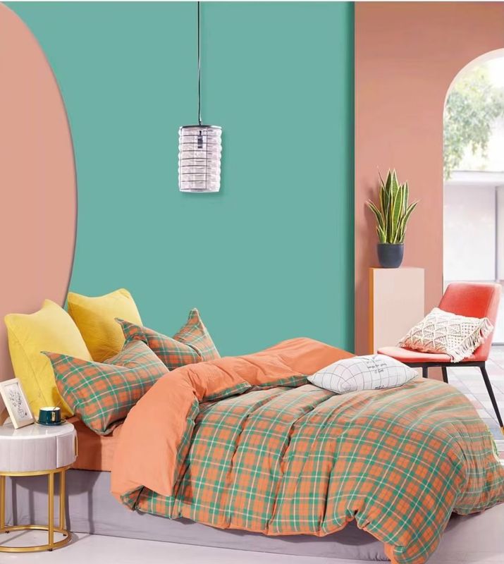 O roupa de cama superior da tampa da edredão coube BedSheets ajustou o fio 100% de algodão tingiu 150 TC