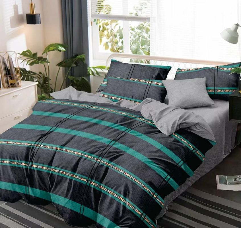 Microfiber que a cor escura imprimiu a tampa geométrica da edredão ajustou 4 partes do poliéster 100%