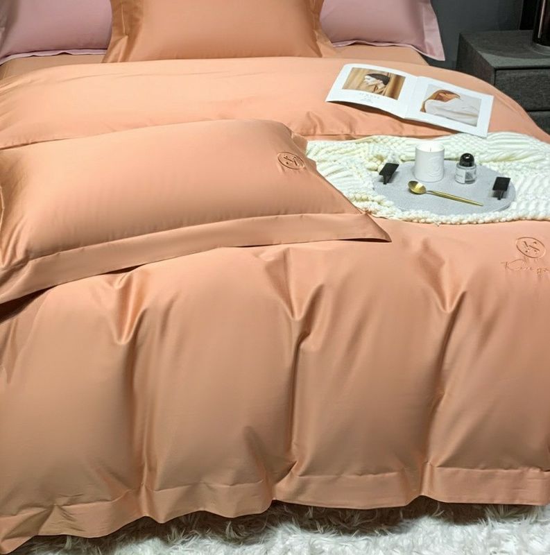 O fundamento de bambu orgânico de 100% ajusta o fundamento de roupa de cama da tampa da edredão ajusta a laranja lisa da tintura